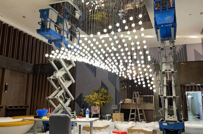 An Urgent Hotel Project in Hongkong-X shape crystal ball chandelier4